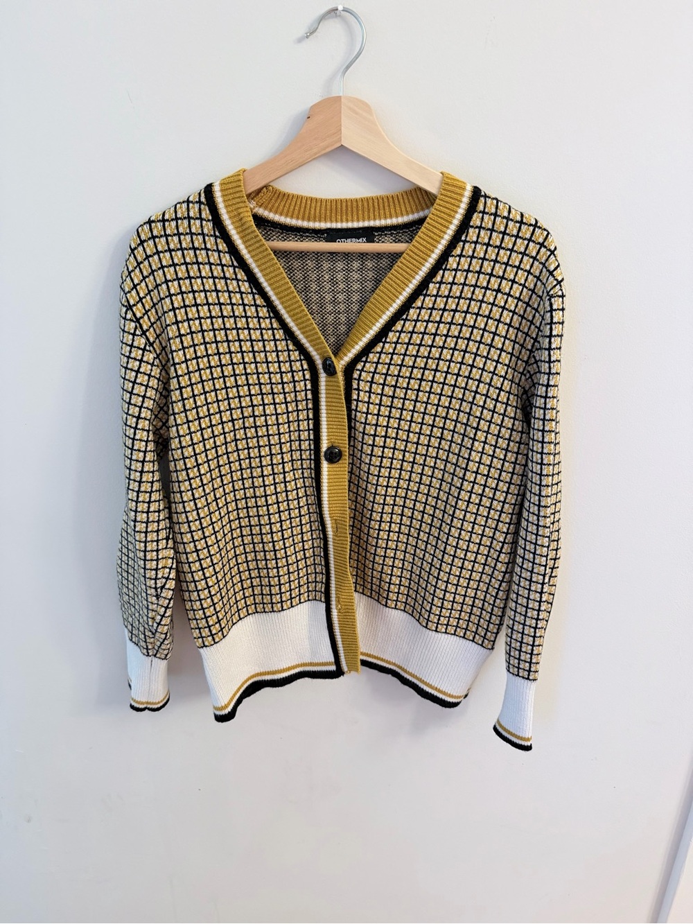 Clueless! Cher Horowitz cardigan Check Knit Cardigan - Yellow/Black/White - Picture 1 of 3